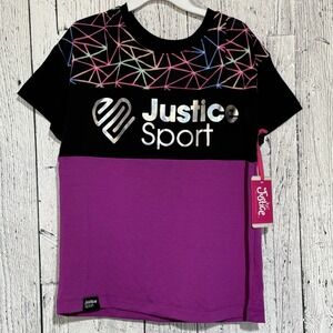 justice girls J Sport Block Tee Metallic Logo Size M(10) NWT